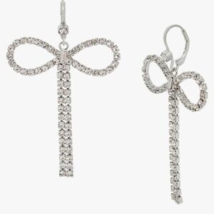 🔹️ BETSEY JOHNSON🔹️ Silver Silver Bow Drop Rhinestone Earrings  ✨️💎